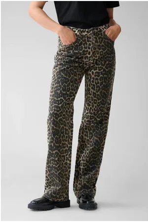 SHOEBY High waist wide leg jeans met panterprint