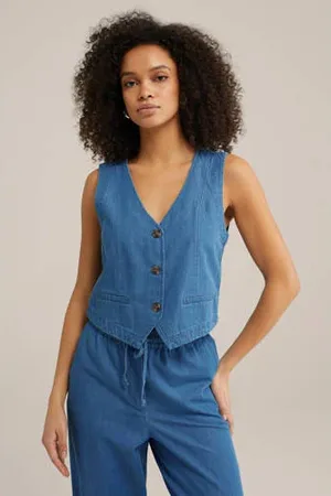 WE Fashion Blue Ridge gilet medium blue denim