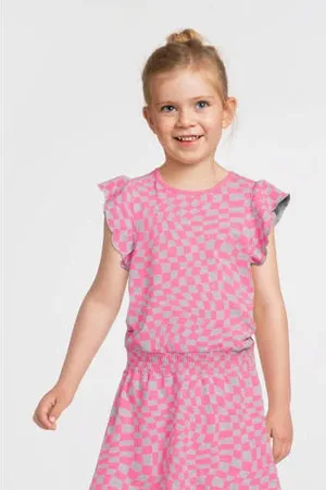 Orange stars Jurk Phyllis met all over print