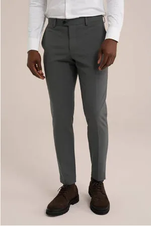 WE Fashion WE Fundamentals slim pantalon grijsgroen