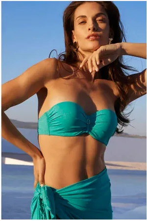 Cyell Voorgevormde strapless bandeau bikinitop met lurex