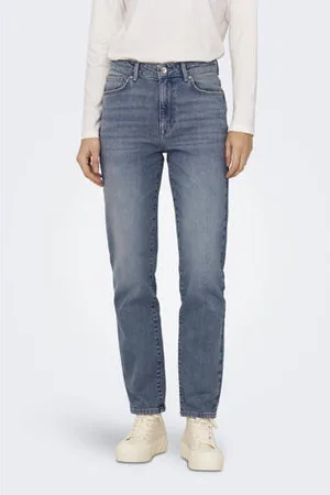 ONLY Cropped high waist straight leg jeans ONLEMILY