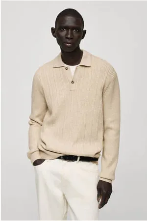 MANGO Trui grof gebreid beige
