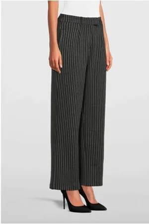 Ichi High waist wide leg pantalon IXKATE met krijtstreep