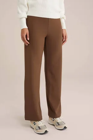 WE Fashion Straight fit pantalon bruin