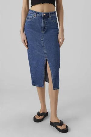 VERO MODA Spijkerrok VMVERI dark blue denim