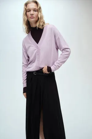 MANGO Gebreid vest lila