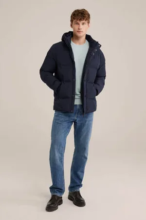 WE Fashion Gewatteerde winterjas donkerblauw