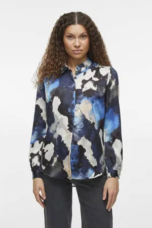 VILA Blouse VIELLETTE marine/ blauw