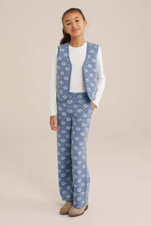 WE Fashion Straight palazzo broek blauw