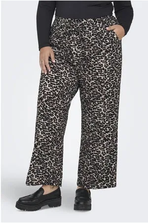 ONLY Wide leg high waist broek met panterprint
