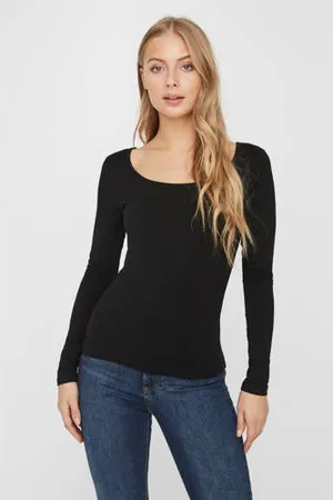 VERO MODA Longsleeve VMMAXI met katoen zwart