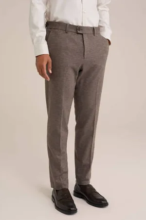 WE Fashion Slim pantalon bruin
