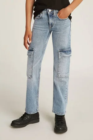 Calvin Klein Wide leg regular waist jeans light blue denim