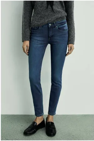 MANGO Low waist skinny jeans medium blue denim