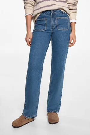 MANGO Straight jeans medium blue denim