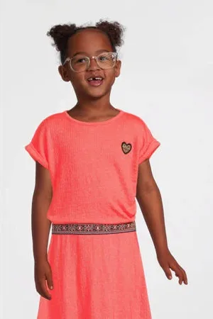 Orange stars Jurk Phileine met all over print