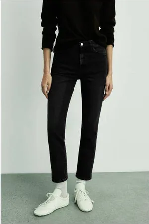 MANGO High waist grey denim