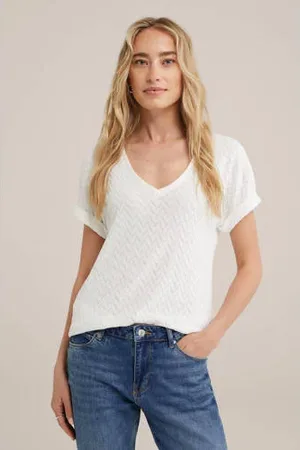 WE Fashion Top met visgraat wit