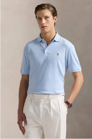 Ralph Lauren Slim fit polo met logo lichtblauw