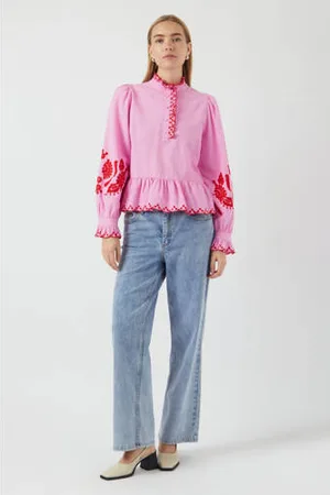 Y.A.S Blousetop roze broderie