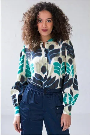 Ivy Beau Blouse met all over print blauw