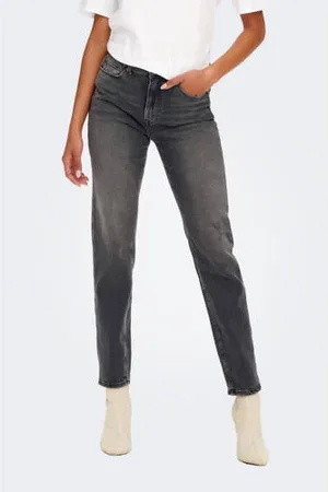 ONLY High waist cropped straight leg jeans ONLEMILY grijs