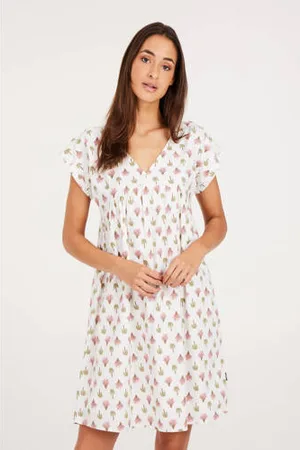 Protest Jurk met all over print wit/roze/groen