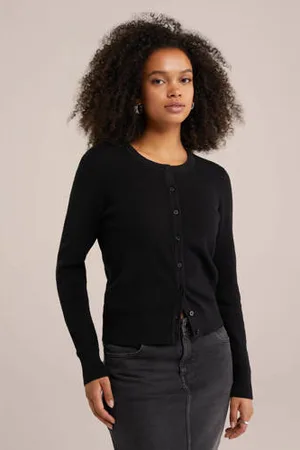 WE Fashion Gebreid vest met ingebreid patroon zwart