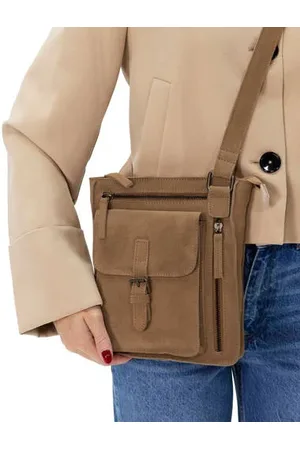 No Stress Suede crossbody tas bruin