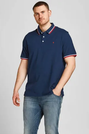 JACK & JONES Slim fit polo JJEPAULOS Plus Size met contrastbies