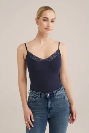 WE Fashion Singlet donkerblauw