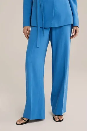 WE Fashion Wide leg regular waist pantalon blauw