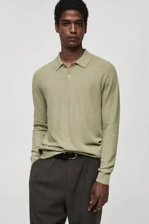 MANGO Polo fijn gebreid lichtgroen