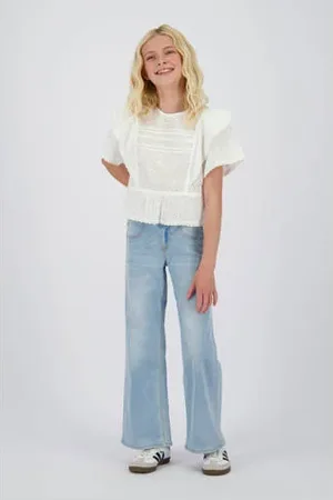 Vingino Wide leg regular waist jeans light blue denim