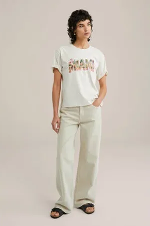 WE Fashion Blue Ridge high waist wide leg jeans beige