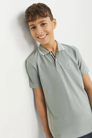JACK & JONES JUNIOR polo JPRBLUSHIELD met printopdruk zachtgroen