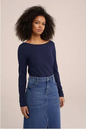 WE Fashion Longsleeve donkerblauw