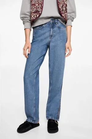 MANGO Straight regular waist medium blue denim