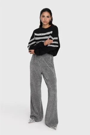 Alix the label Wide leg high waist broek met pailletten