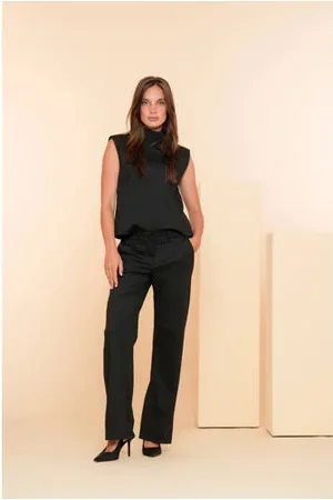 Geisha Straight fit pantalon met krijtstreep