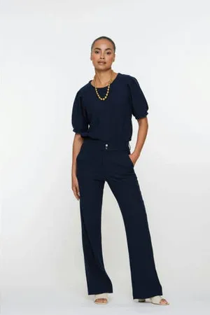 Geisha Flared regular waist broek donkerblauw