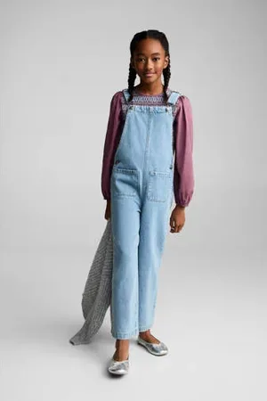 MANGO Tuinbroek light blue denim