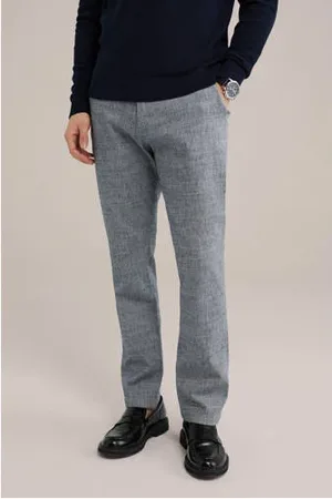 WE Fashion Slim chino grijsblauw