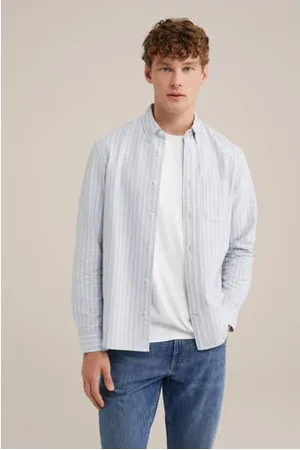 WE Fashion WE Fundamentals gestreept overhemd lichtblauw