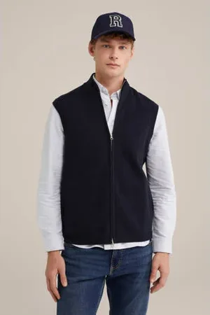 WE Fashion Gebreid vest donkerblauw