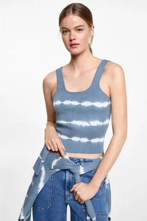 MANGO Mouwloze top blauw