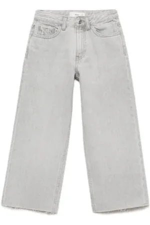 MANGO Wide leg jeans lichtgrijs