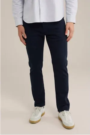 WE Fashion Slim chino donkerblauw