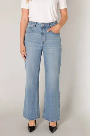 Base Level High waist wide leg jeans light blue denim